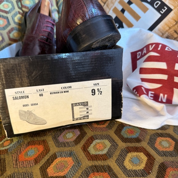 David Eden ostrich leg wine "SALOMON" men's 9.5 + Box, bag, trees - Picture 14 of 15